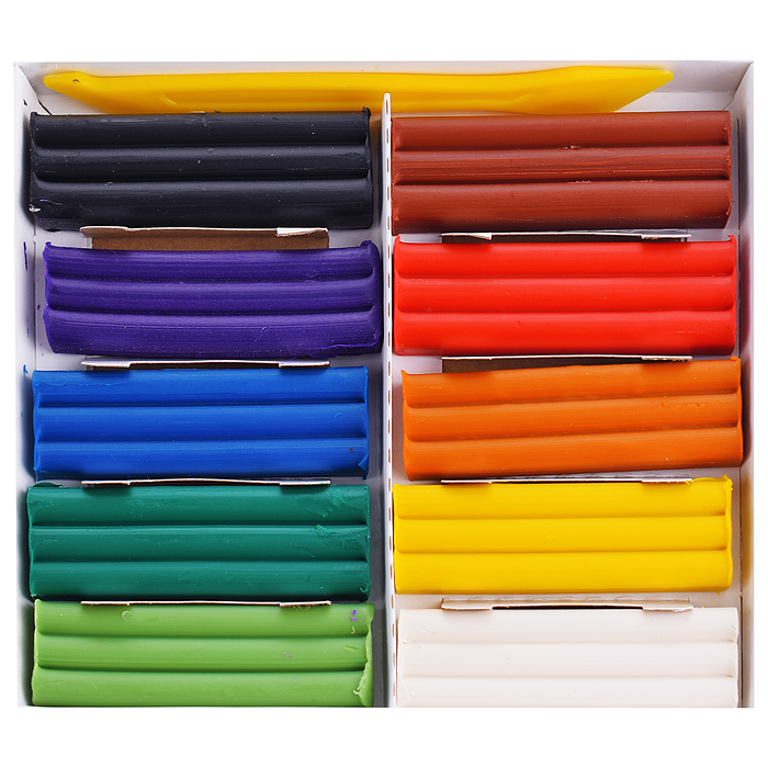 Пластилин восковой 10 цв.150 г со стеком 3+