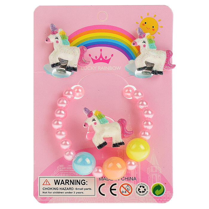 Фото к товару Набор украшений R3-2 "Единорог" (браслет, кольцо и клипсы) в пакете Набор украшений R3-2 "Единорог" (браслет, кольцо и клипсы) в пакете