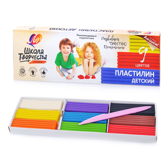 Пластилин 9 цв. "Школа творчества" Пластилин 9 цв. "Школа творчества"