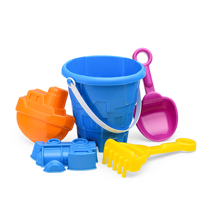 Набор песочный №13 (ведро+лопатка+грабли+2 формочки транспорт)