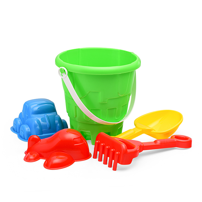 Набор песочный №13 (ведро+лопатка+грабли+2 формочки транспорт)