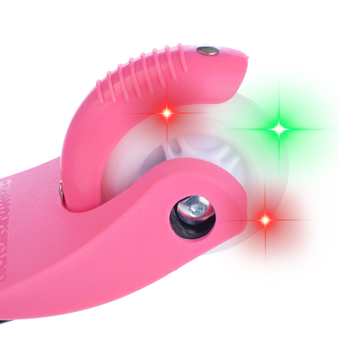 Самокат трёхколёсный ROCKET колёса световые PU, цвет бело-розовый