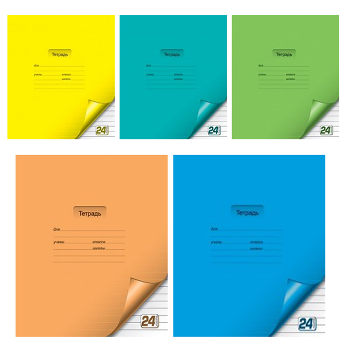 Тетрадь 24л. линия А5, скрепка ML цветная с уголком 