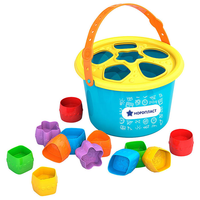 Фото к товару Дидактическая игрушка "Ведро-Сортер" Дидактическая игрушка "Ведро-Сортер"