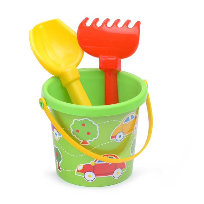 Фото к товару Набор №219: ведро малое с наклейкой, совок №2, грабельки №2 Набор №219: ведро малое с наклейкой, совок №2, грабельки №2