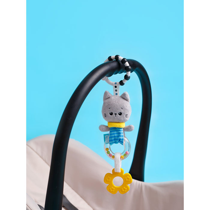 Фото к товару Игрушка-подвеска погремушка Котёнок Кекс Игрушка-подвеска погремушка Котёнок Кекс