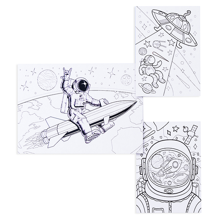 Набор красок с блестками с раскрасками "Космонавты"