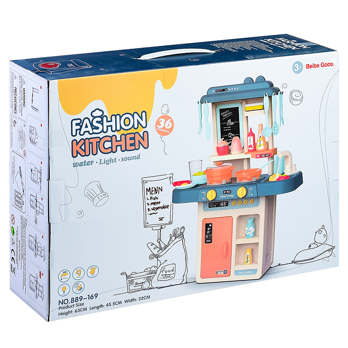 Игровой набор кухня 889-169 "Маленький шеф-повар" (свет, звук, вода) в коробке