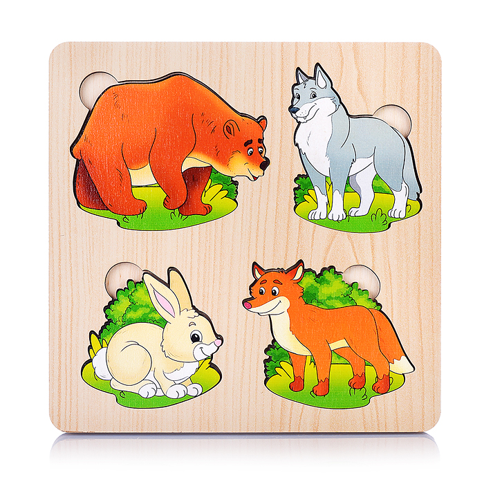 Больше-меньше "Дикие животные" развивающая доска (дерево)