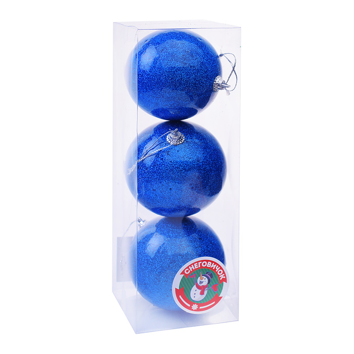 Набор елочных шаров S1802 (8см*3шт) синий