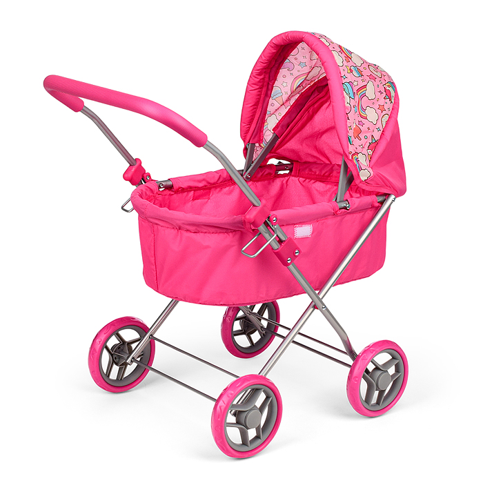 Коляска-люлька для кукол 9619 металлическая, цвет Единороги