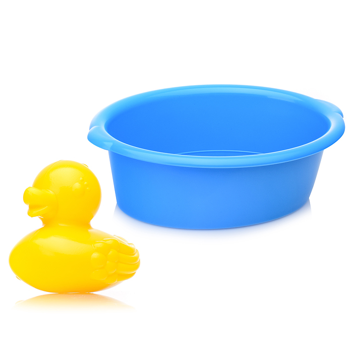 Фото к товару Набор для купания (тазик, уточка) в сетке Набор для купания (тазик, уточка) в сетке