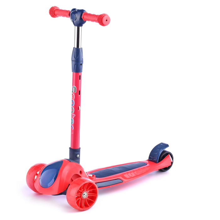 Самокат U038242Y 3-х кол., красный, светящиеся колёса, PU, ABEC 7, в коробке