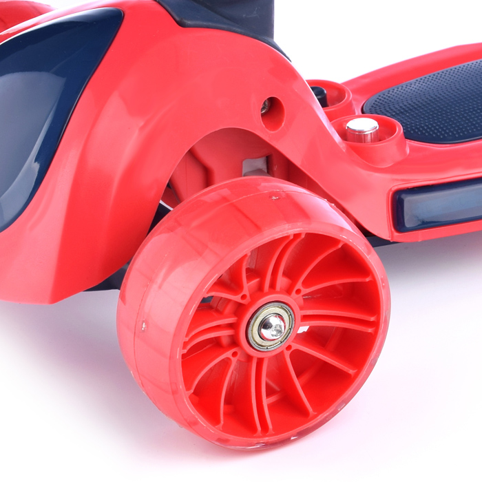 Самокат U038242Y 3-х кол., красный, светящиеся колёса, PU, ABEC 7, в коробке