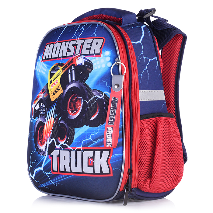 Рюкзак каркасный "Монстр трак blue" формованный из полимеров, материал: нейлон, полиэстер, пол