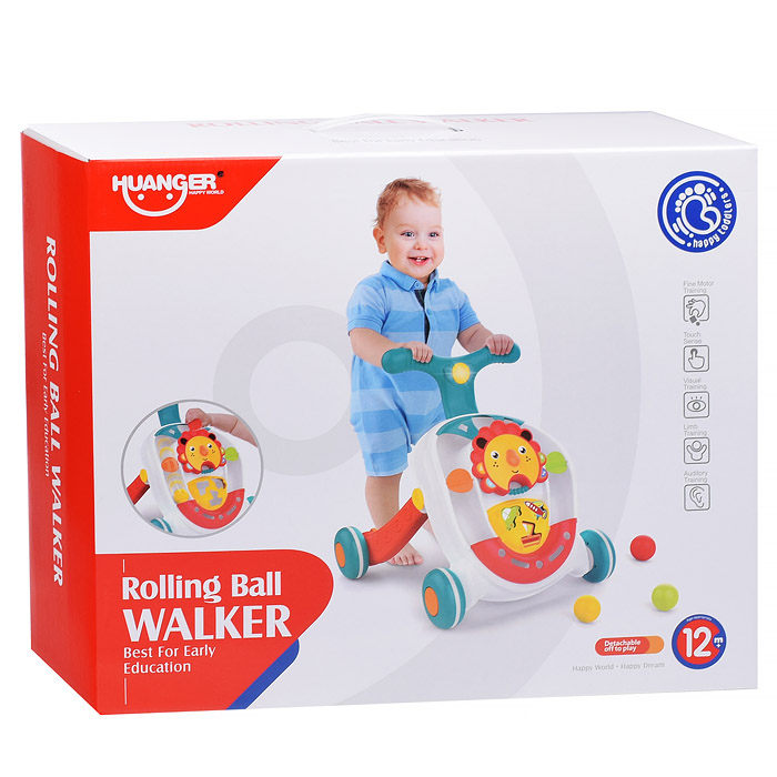 Ходунки HE0830 "Солнышко" с шариками (свет, звук) в коробке