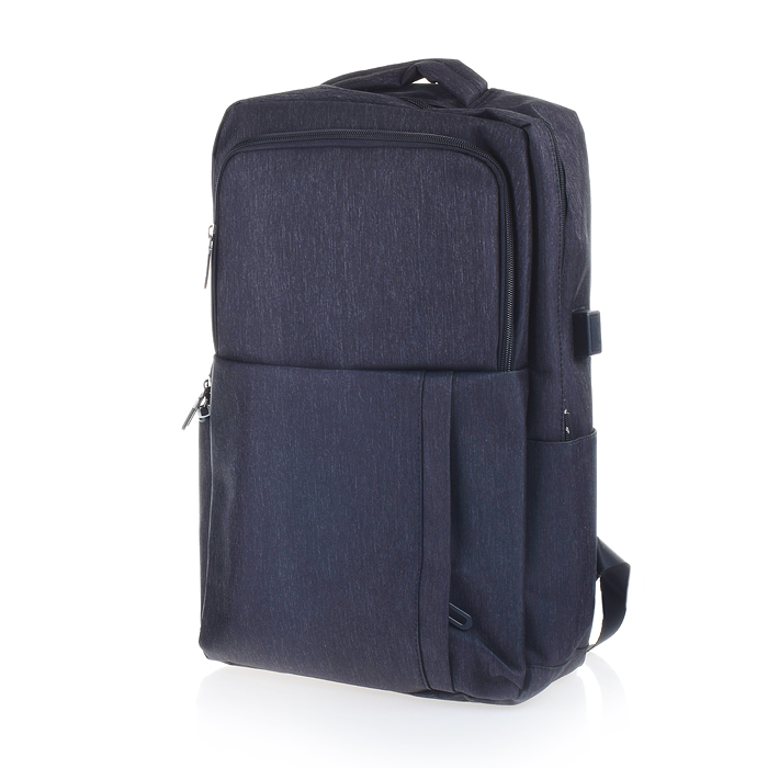 Рюкзак подростковый,1 отделение на молнии, 2 накладных и 2 боковых кармана, USB - выход, серый 