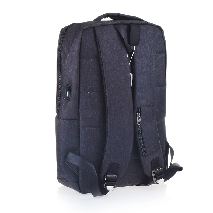 Рюкзак подростковый,1 отделение на молнии, 2 накладных и 2 боковых кармана, USB - выход, серый 