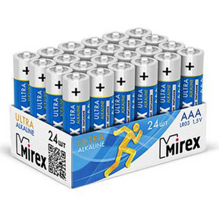 Батарея щелочная Mirex LR03 / AAA 1,5V, 24 шт., шоубокс Батарея щелочная Mirex LR03 / AAA 1,5V, 24 шт., шоубокс