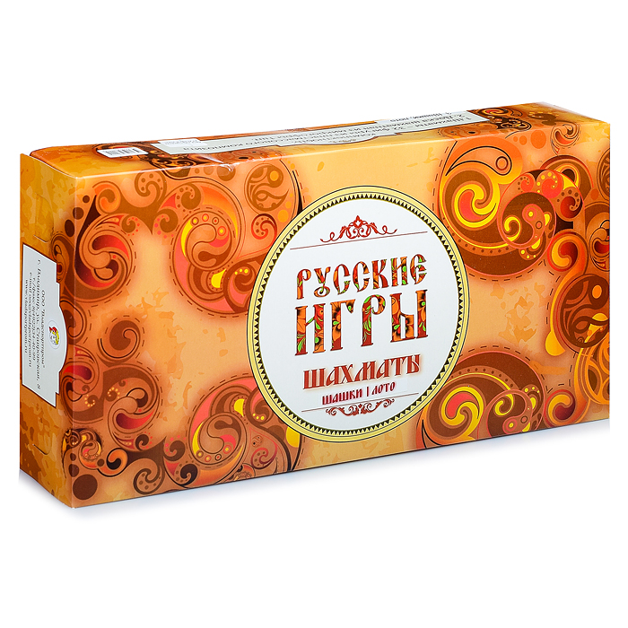 Набор "Русские игры" (шахматы, шашки, лото (бочонок из древопласта), доска из микрогофры)