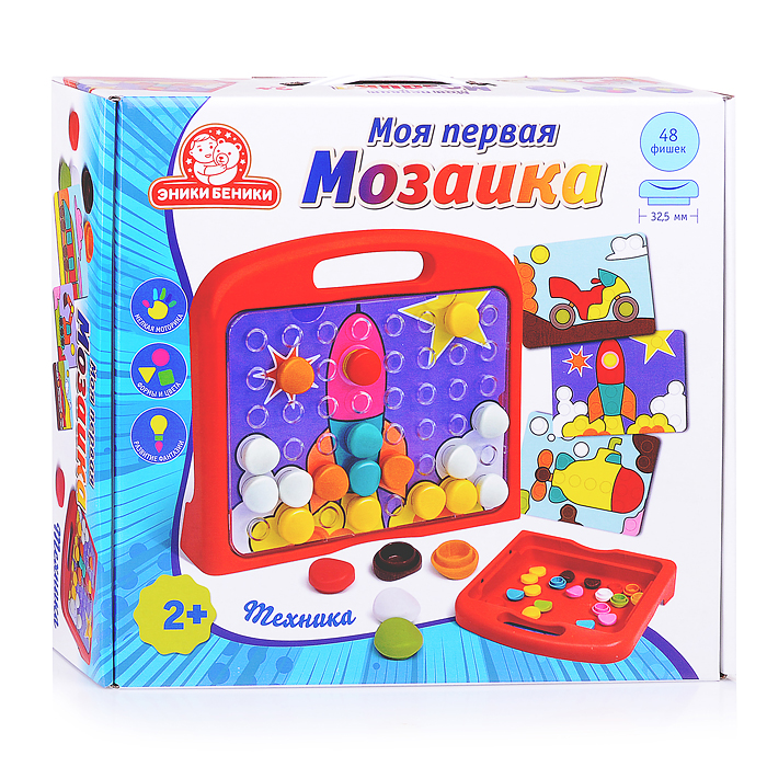 Моя первая мозаика "Техника" (48 фишек, 8 карточек, поле, чемодан) 