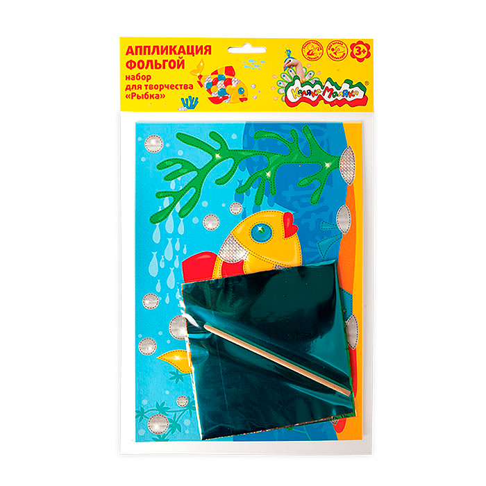 Набор для творчества аппликация фольгой Рыбка 6 цветов фольги