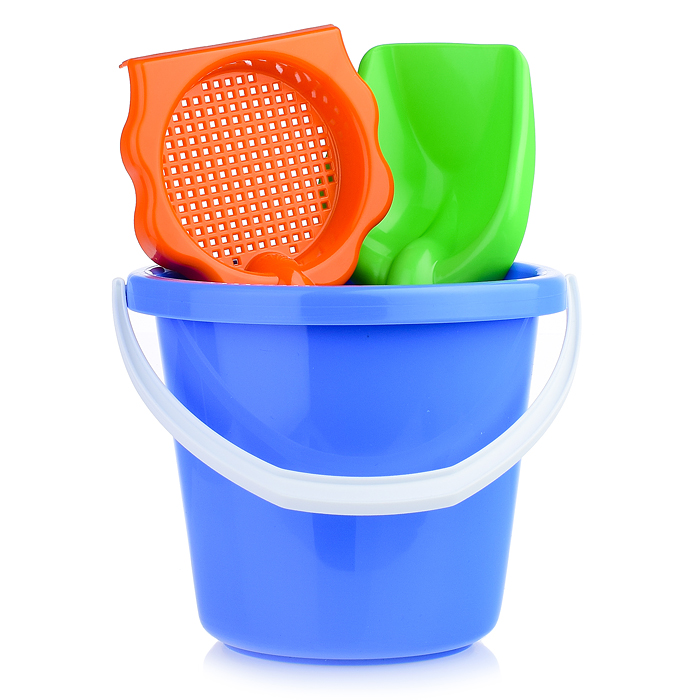 Песочный набор 3пр.(ведро большое, грабли-ситечко 25 см, совок 26 см)