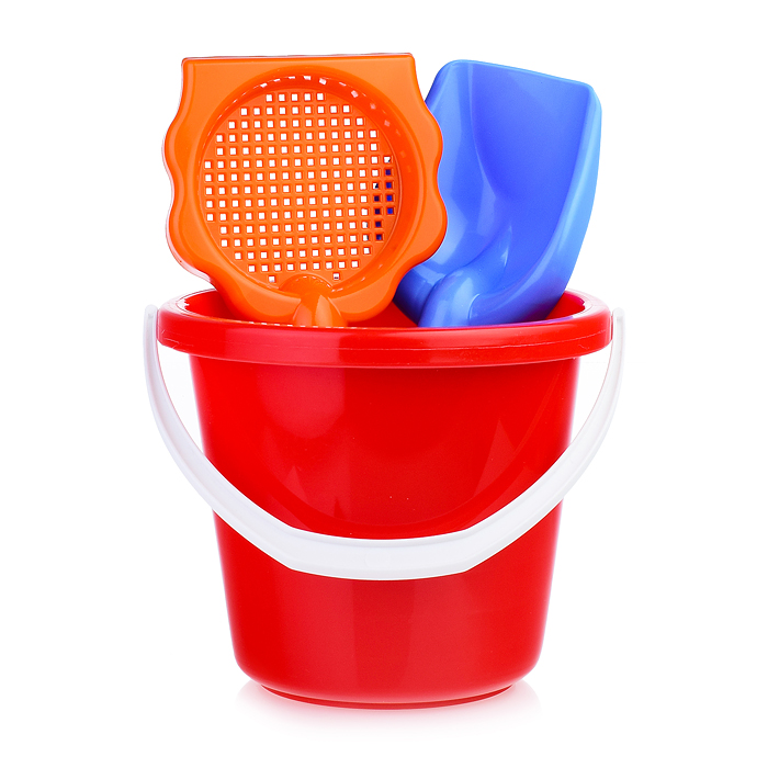 Песочный набор 3пр.(ведро большое, грабли-ситечко 25 см, совок 26 см)