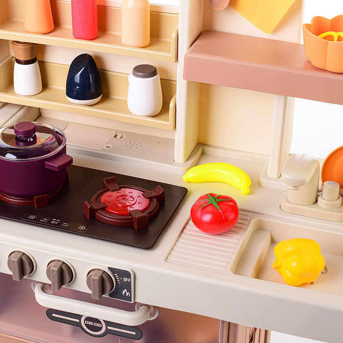 Игровой набор кухня 889-242 "Гурман" (свет, звук) 75 предметов, в коробке