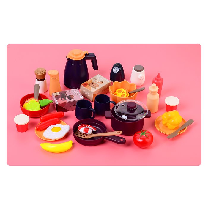 Игровой набор кухня 889-242 "Гурман" (свет, звук) 75 предметов, в коробке