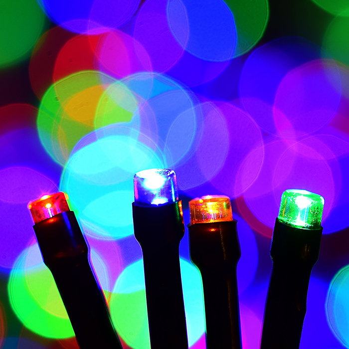 Фото к товару Электрогирлянда светодиодная 20 м, 200 ламп, цветная Электрогирлянда светодиодная 20 м, 200 ламп, цветная