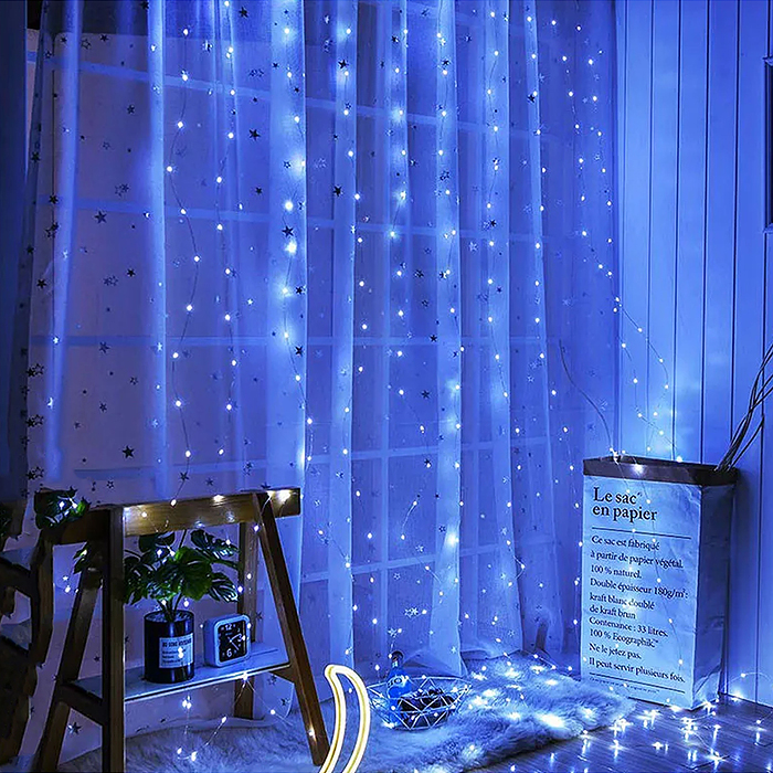 Электрогирлянда-занавес Роса, 3*3м, 300 ламп, USB, пульт, розовый