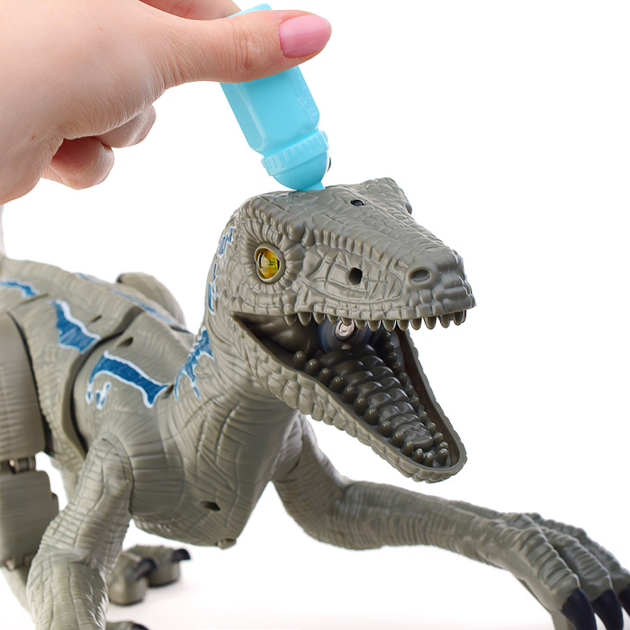 Динозавр K26/219-06313 "Велоцираптор" серый, р/у, 27MHz, в коробке