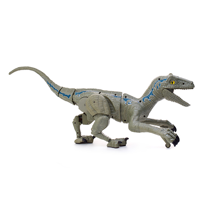 Динозавр K26/219-06313 "Велоцираптор" серый, р/у, 27MHz, в коробке