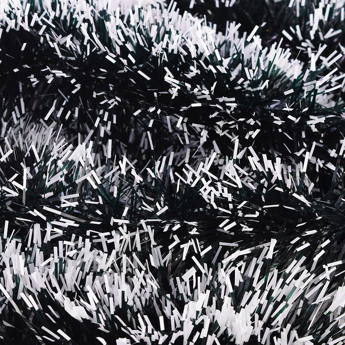 Новогоднее украшение S1918 "Мишура" темно-зеленая с белыми краями (9*200см.)