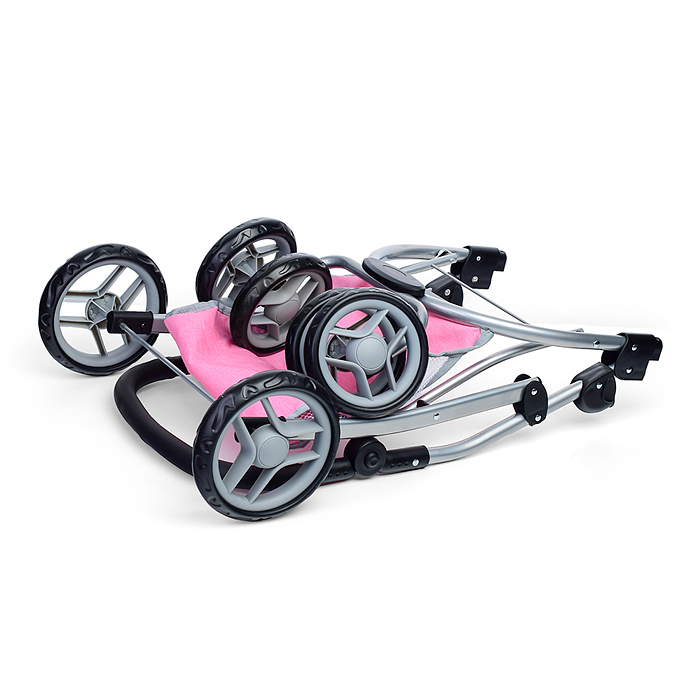 Фото к товару Коляска-трансформер для кукол 9662 металлическая, регулируемая ручка, с корзиной, цвет серо-розовый Коляска-трансформер для кукол 9662 металлическая, регулируемая ручка, с корзиной, цвет серо-розовый