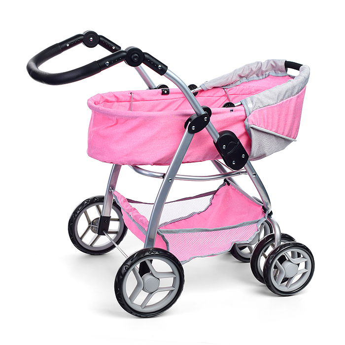 Фото к товару Коляска-трансформер для кукол 9662 металлическая, регулируемая ручка, с корзиной, цвет серо-розовый Коляска-трансформер для кукол 9662 металлическая, регулируемая ручка, с корзиной, цвет серо-розовый