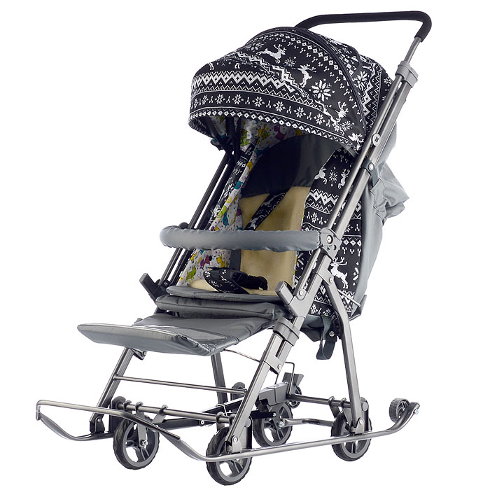 Фото к товару Санки-коляска Кидс 3-1 (олени на черном) Санки-коляска Кидс 3-1 (олени на черном)