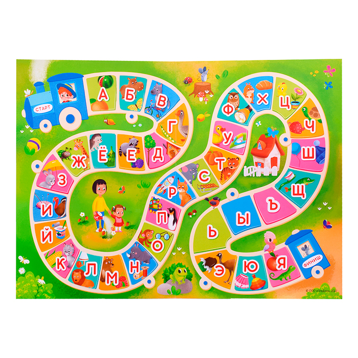 Фото к товару Игра-ходилка с фишками для малышей 2в1. Азбука+Счет Игра-ходилка с фишками для малышей 2в1. Азбука+Счет