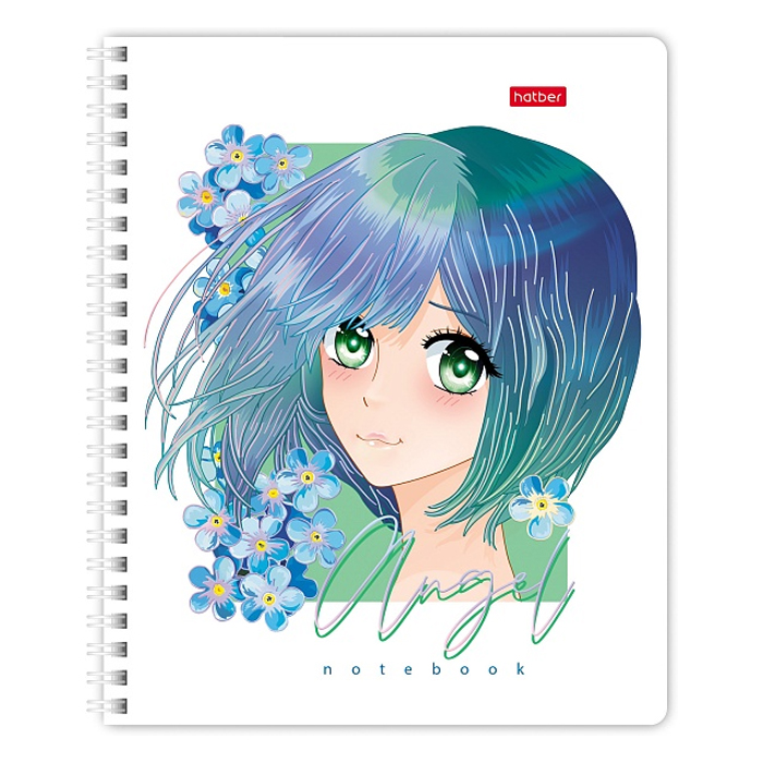 Тетрадь 96л клетка "Ангелы аниме" 65г/кв.м на гребне мат.ламин. 3D фольга 2 диз. в блоке 