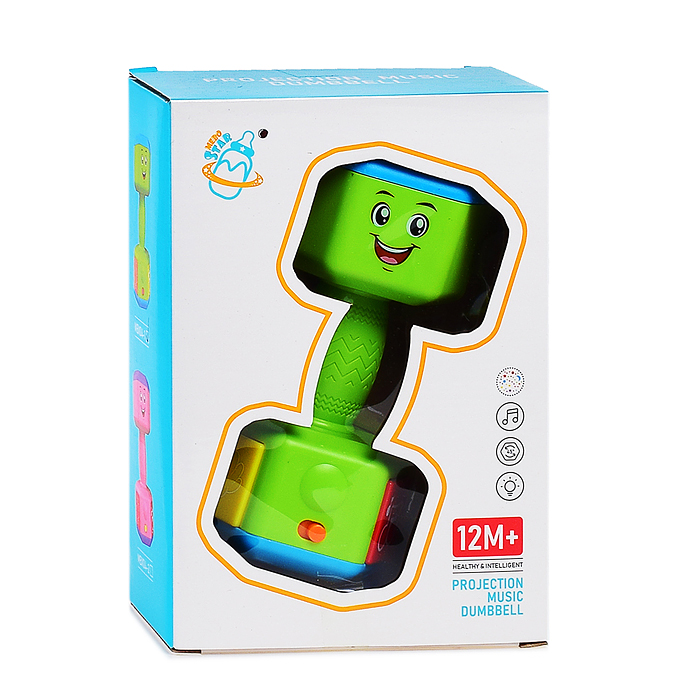 Погремушка MBX04-1 "Гантелька" на батарейках, в коробке