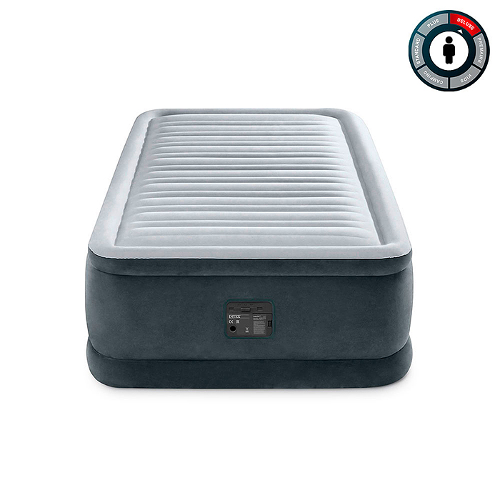 Фото к товару Односпальная надувная кровать 99х191х46см "Comfort-Plush" встр.нас. 220В, до 136кг, 64412 INTEX Односпальная надувная кровать 99х191х46см "Comfort-Plush" встр.нас. 220В, до 136кг, 64412 INTEX