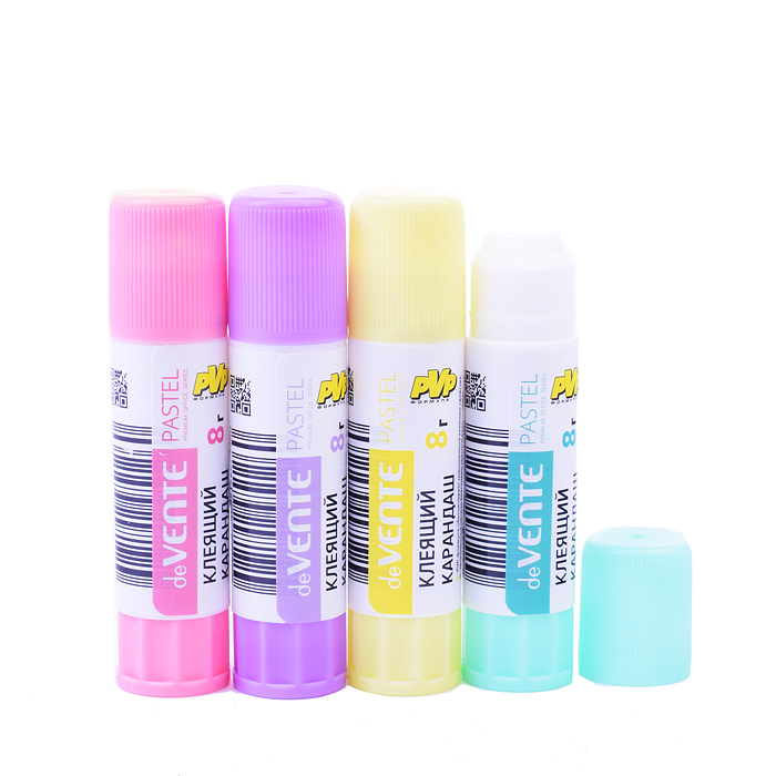Клеящий карандаш PVP основа "Pastel" 08 г (быстросохнущий) в картонном дисплее с пластиковы