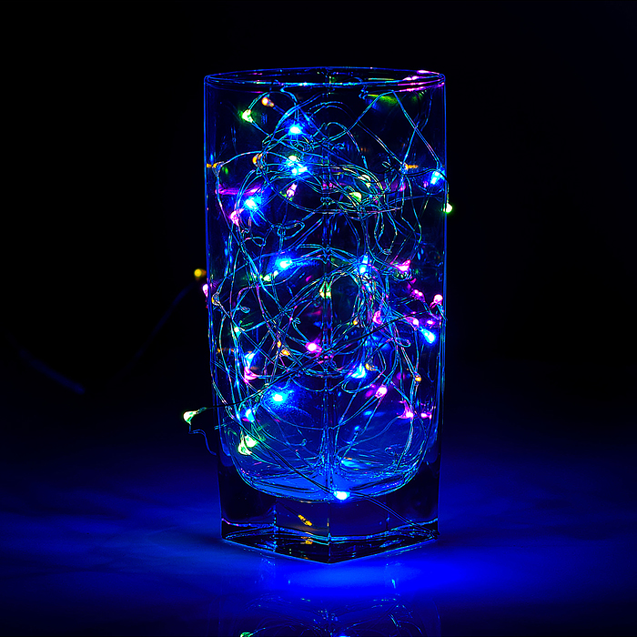 Электрогирлянда светодиодная Роса, 20 м, 200 ламп, USB, пульт, цветная