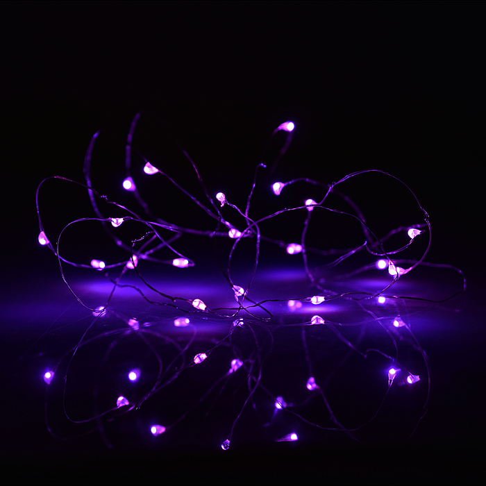 Электрогирлянда светодиодная Роса, 10 м, 100 ламп, Солн.батар., розовый