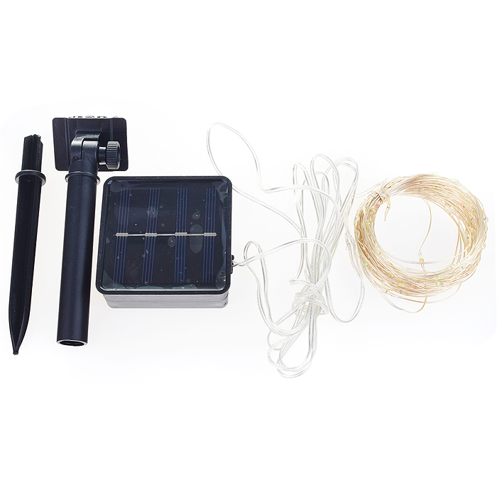 Фото к товару Электрогирлянда светодиодная роса, 20 м, 200 ламп, Солн.батар., цветная Электрогирлянда светодиодная роса, 20 м, 200 ламп, Солн.батар., цветная