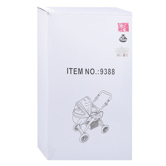 Коляска-люлька 9388 для кукол, металлическая, с корзиной, цвет морские звезды