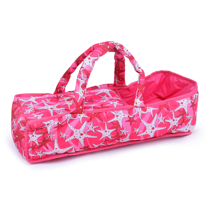 Коляска-люлька 9388 для кукол, металлическая, с корзиной, цвет морские звезды