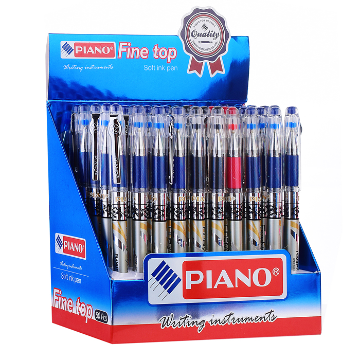 Ручка шариковая Piano РТ-279  с чернилами микс  на масляной основе синие35 шт, черные10 шт ,красные5