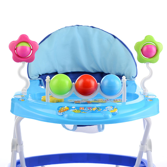 Ходунки 902-C-2 "Шарики с цветочками" с погремушками и шарами (синий-голубой) в пакете